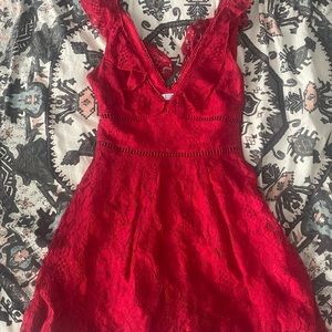 RED LACEY FLOWY DRESS